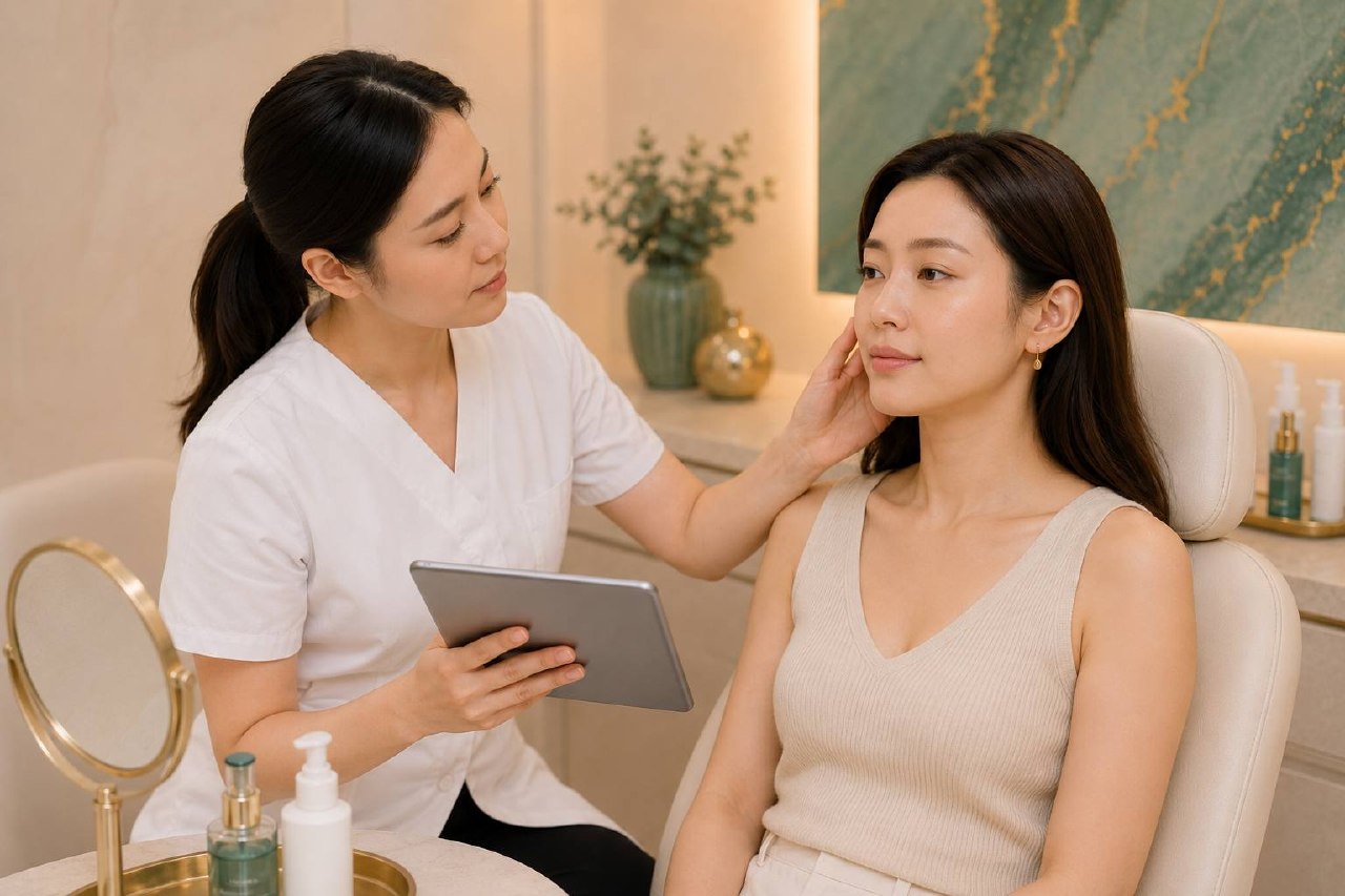 Juvelook consultation and skin assessment before treatment at an aesthetic clinic